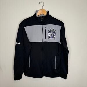 Sacramento Kings Adidas Jacket Black Gray Full Zip Fleece Climawarm Small
